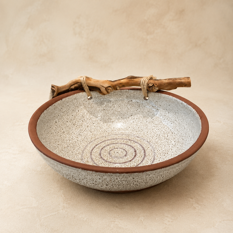 کاسه دفرمه چوبدار سفالی لعابدار در 5 سایز و 3 رنگ