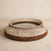 Handcrafted Sculptural Ceramic Crown Dish with Fluted Texture