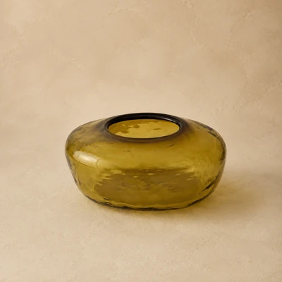 جا دستمال کاغذی شیشهای گرد به رنگ آبی کاربنی درخشان (Cobalt Blue) با طراحی مدرن.