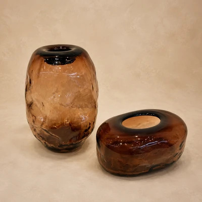جا دستمال کاغذی شیشهای گرد به رنگ آبی کاربنی درخشان (Cobalt Blue) با طراحی مدرن.